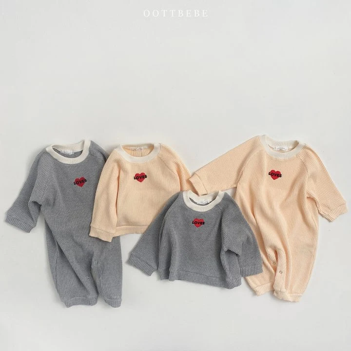 Oott Bebe - Korean Children Fashion - #prettylittlegirls - Love Waffle Sweatshirts - 10