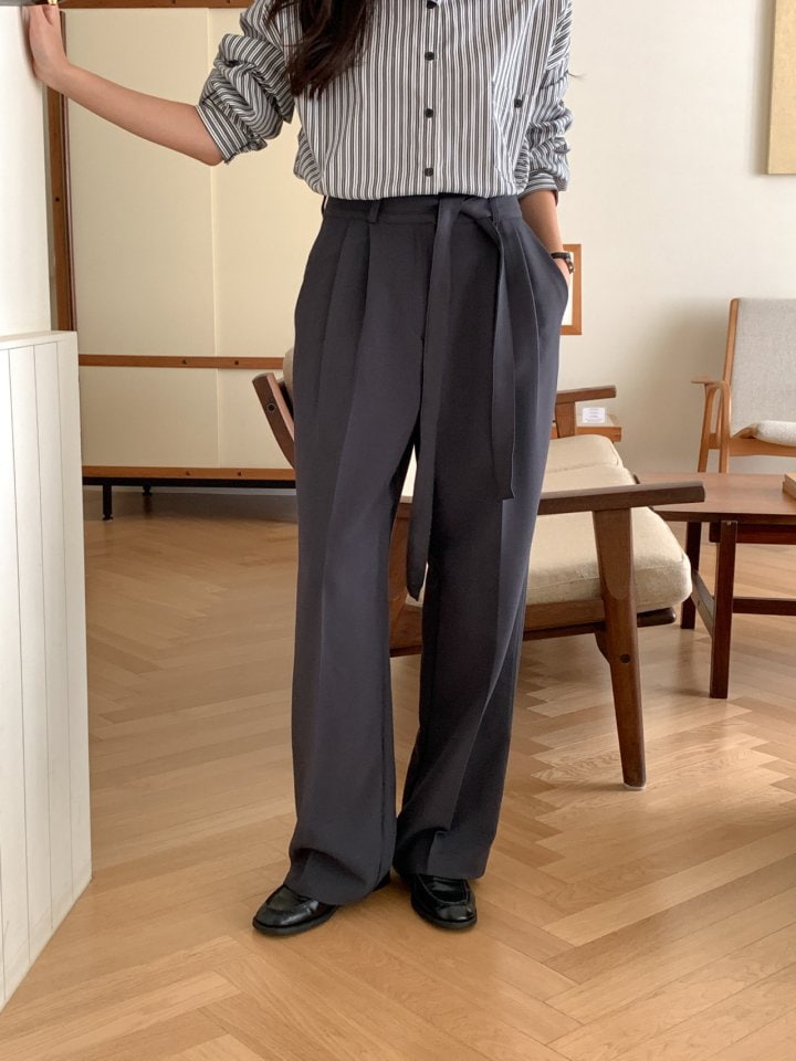 Osense - Korean Women Fashion - #momslook - Wool Tie Slacks