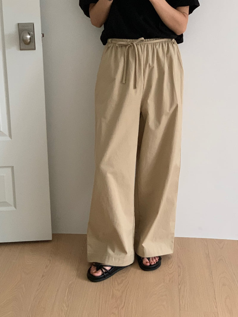 Osense - Korean Women Fashion - #womensfashion - Cotton Wide Tie Pants