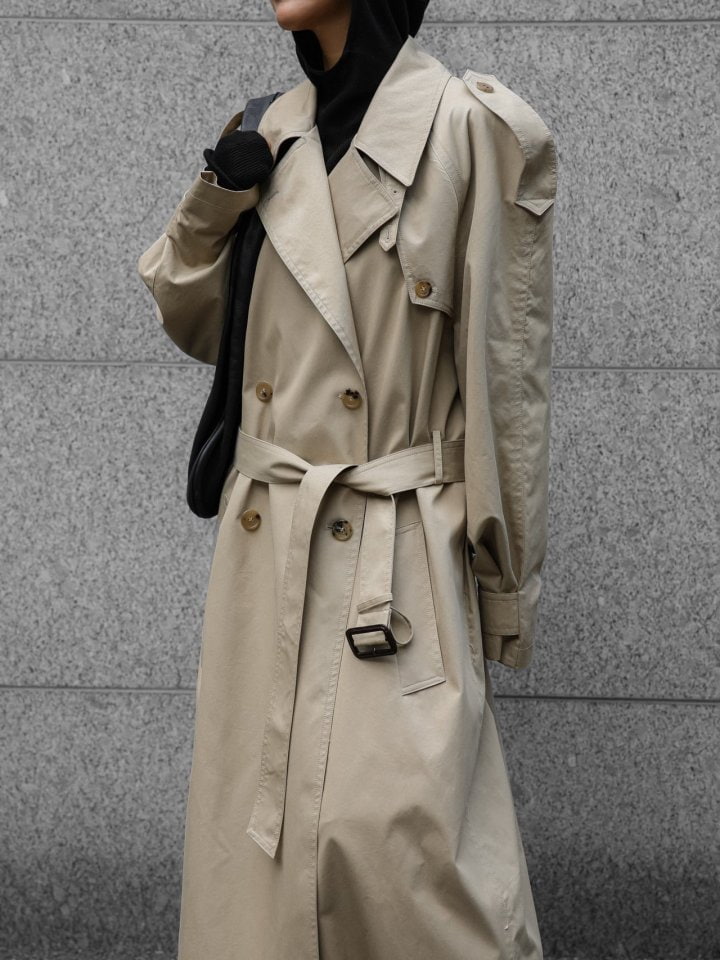 Paper Moon - Korean Women Fashion - #momslook - Classic Oversized Vintage Trench Coat - 3