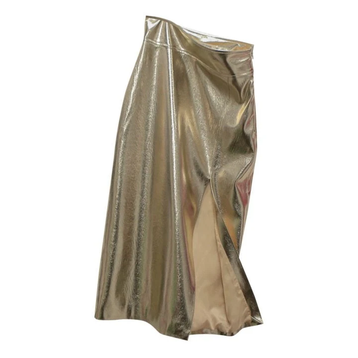 Paper Moon - Korean Women Fashion - #momslook - Metallic Leather Slit Pencile Skirt - 7