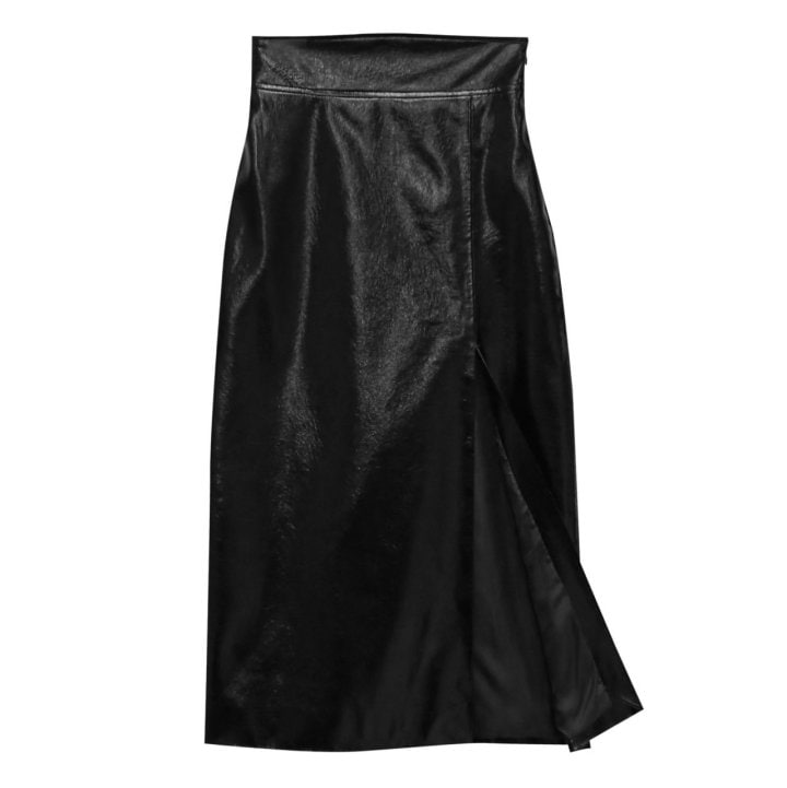 Paper Moon - Korean Women Fashion - #momslook - Metallic Leather Slit Pencile Skirt - 5