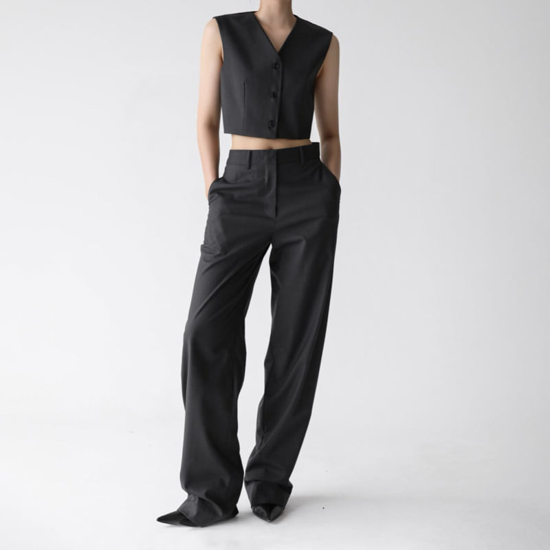 Paper Moon - Korean Women Fashion - #momslook - Three Button Tailored Crop Vest - 2