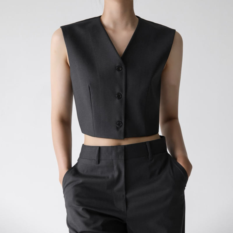 Paper Moon - Korean Women Fashion - #womensfashion - Three Button Tailored Crop Vest - 4