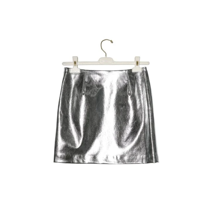 Paper Moon - Korean Women Fashion - #vintageinspired - Metallic Leather Mini Skirt - 5