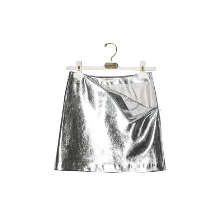 Paper Moon - Korean Women Fashion - #vintagekidsstyle - Metallic Leather Mini Skirt - 6