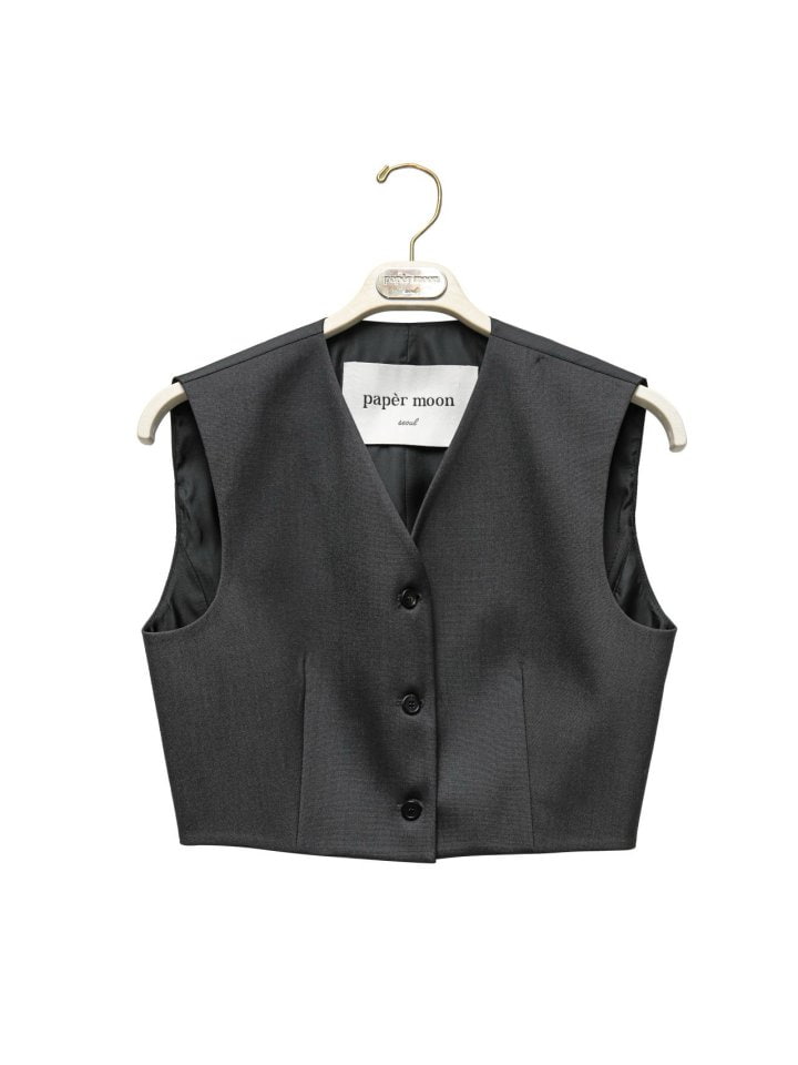 Paper Moon - Korean Women Fashion - #womensfashion - Three Button Tailored Crop Vest - 5