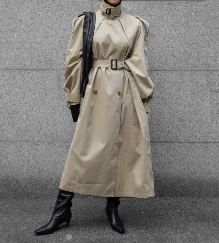 Paper Moon - Korean Women Fashion - #momslook - Classic Oversized Vintage Trench Coat - 4