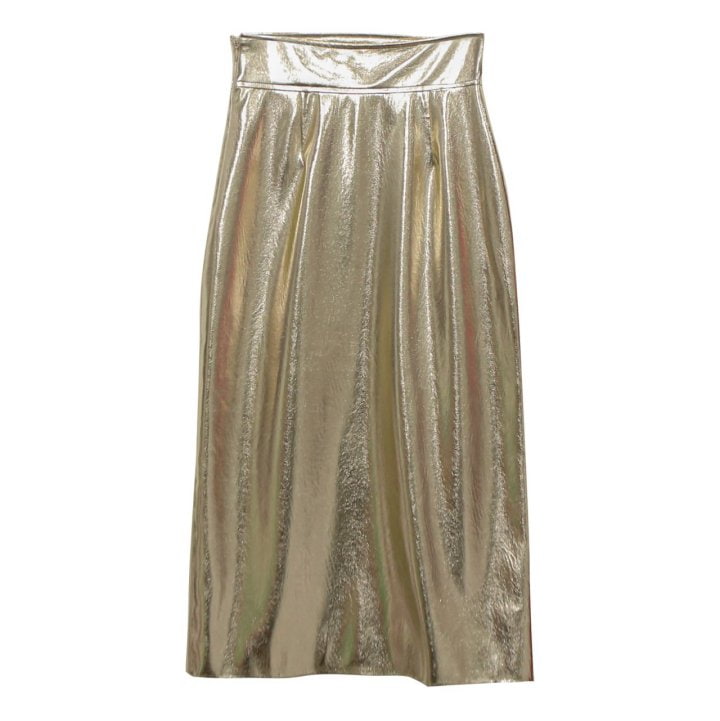 Paper Moon - Korean Women Fashion - #womensfashion - Metallic Leather Slit Pencile Skirt - 8