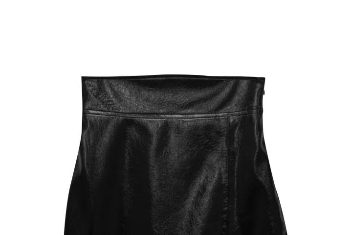 Paper Moon - Korean Women Fashion - #womensfashion - Metallic Leather Slit Pencile Skirt - 7