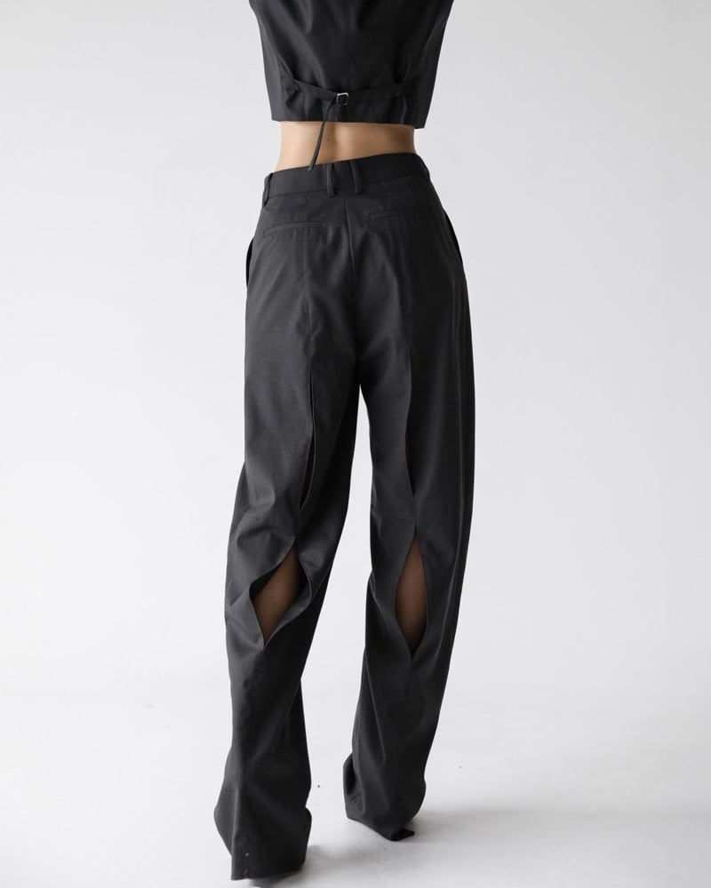 Paper Moon - Korean Women Fashion - #momslook - Back Double Slit Semi Wide Trousers - 4