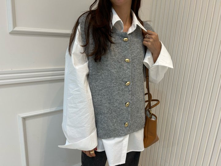 Pearls room - Korean Women Fashion - #momslook - Button Vest - 6