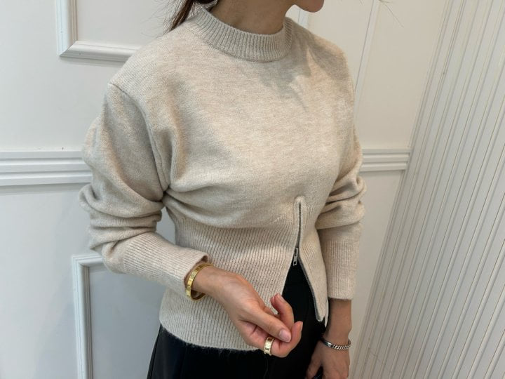 Pearls room - Korean Women Fashion - #momslook - Zipper Knit Pullover