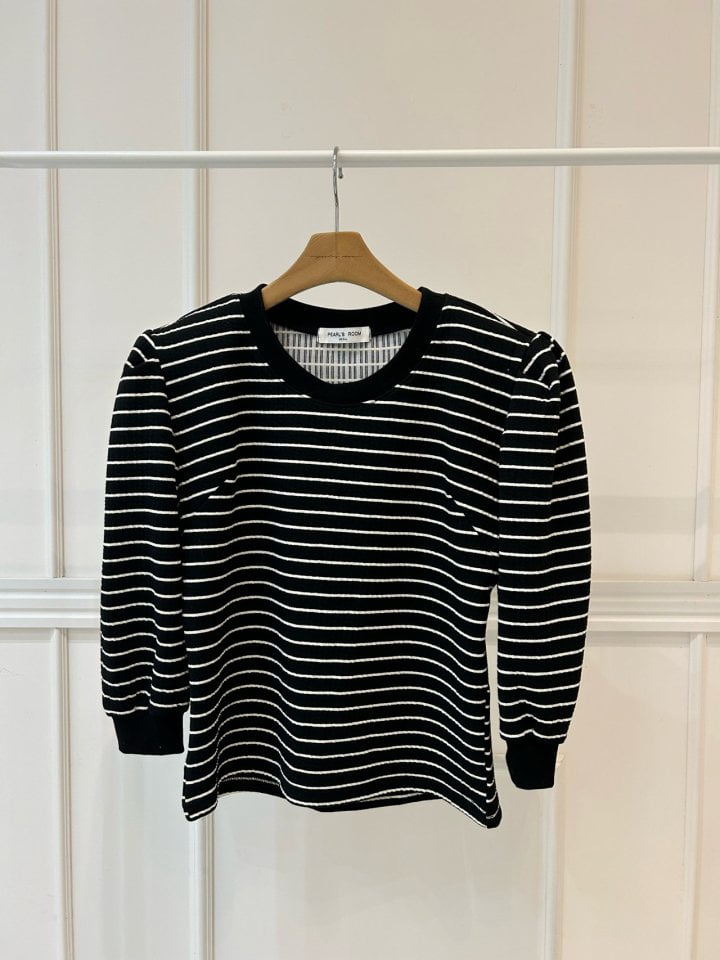 Pearls room - Korean Women Fashion - #womensfashion - Stripe Puff Tee - 7