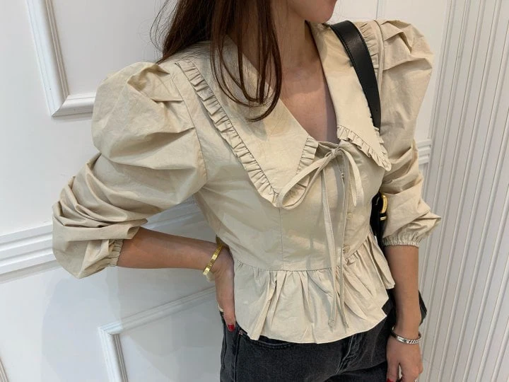 Pearls room - Korean Women Fashion - #womensfashion - Collar Blouse - 6