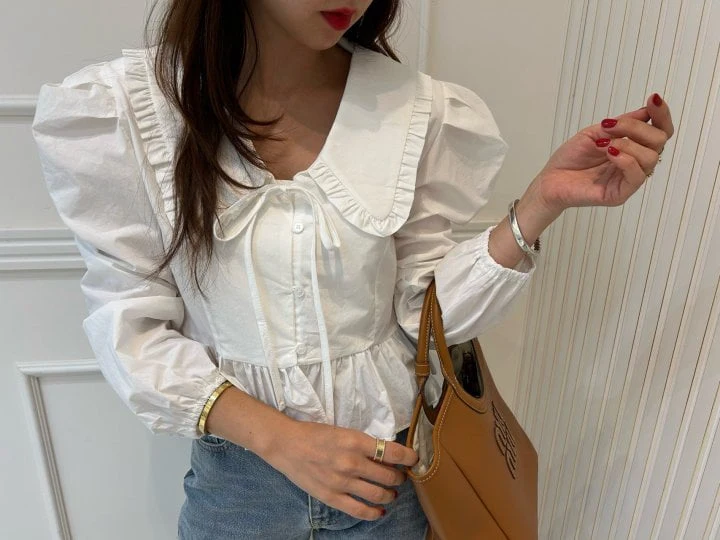 Pearls room - Korean Women Fashion - #womensfashion - Collar Blouse - 8