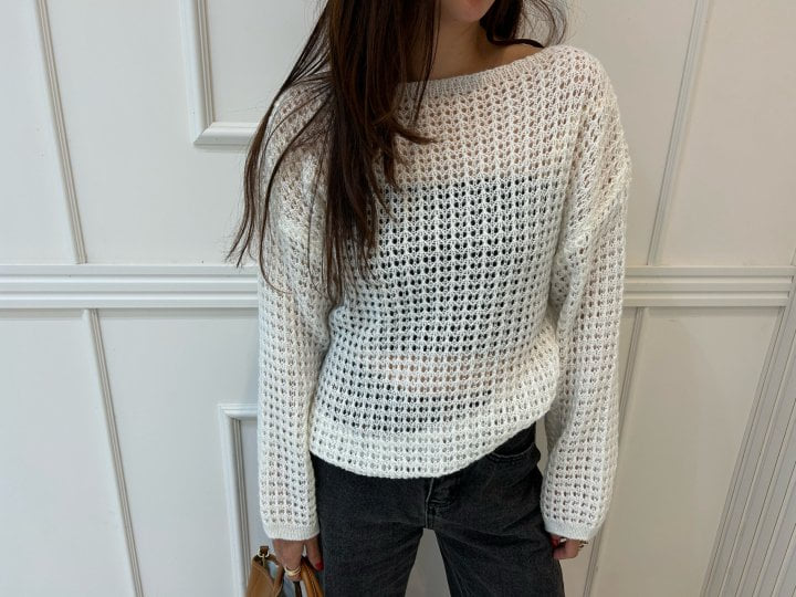 Pearls room - Korean Women Fashion - #womensfashion - Chain Knit Pullover