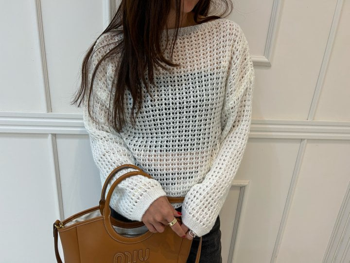 Pearls room - Korean Women Fashion - #womensfashion - Chain Knit Pullover - 3