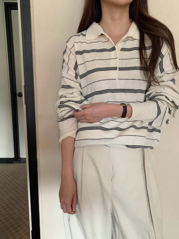 Pomelo - Korean Women Fashion - #momslook - Saint Stripe Top - 6