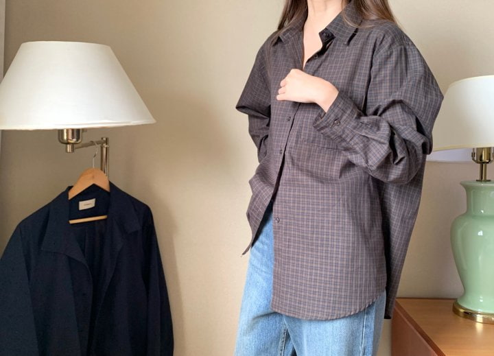 Pomelo - Korean Women Fashion - #womensfashion - Sand Check Shirt - 5