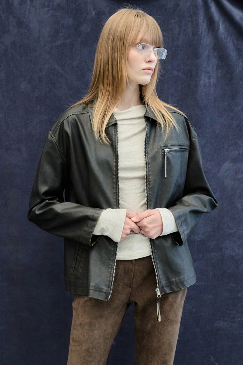 Project Wave - Korean Women Fashion - #momslook - Western Leather Jacket - 5