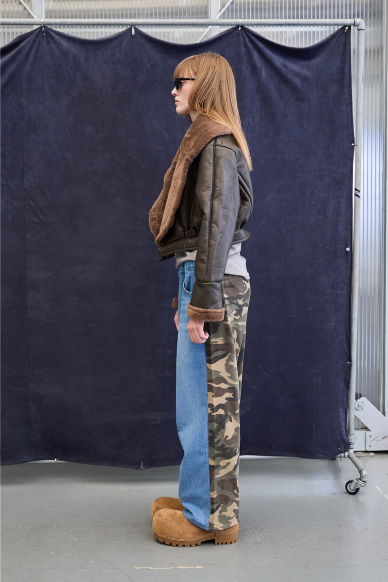 Project Wave - Korean Women Fashion - #womensfashion - Camo Half Sweat Denim Pants - 4