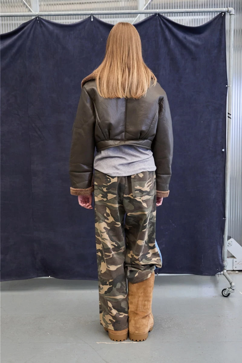 Project Wave - Korean Women Fashion - #womensfashion - Camo Half Sweat Denim Pants - 5