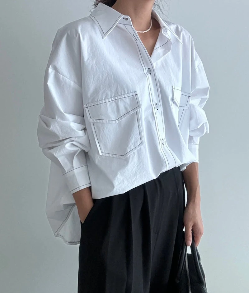 Ripple - Korean Women Fashion - #womensfashion - Stitch Shirt - 3