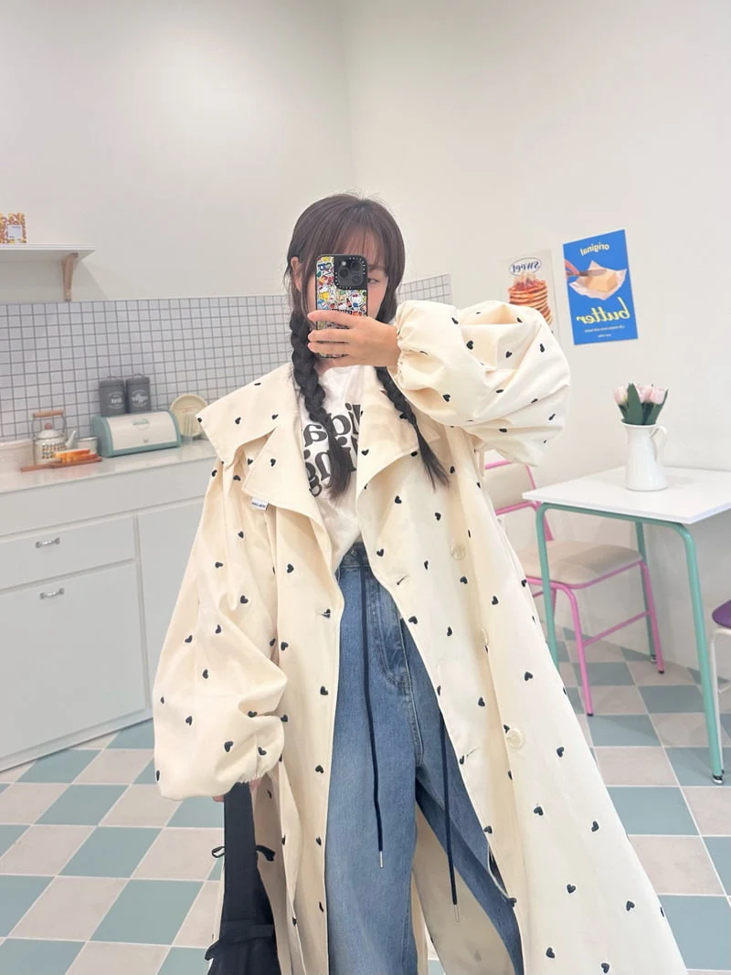 Something - Korean Women Fashion - #momslook - Heart Trench Coat - 5