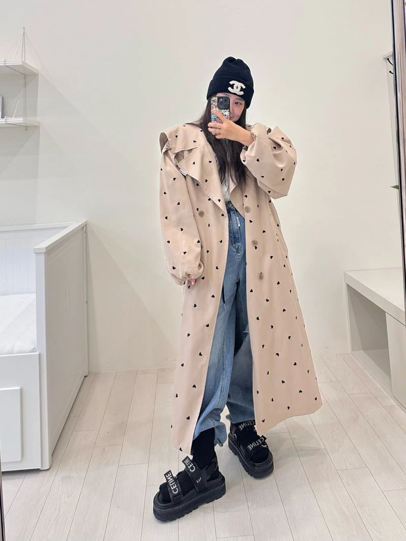 Something - Korean Women Fashion - #momslook - Heart Trench Coat - 6