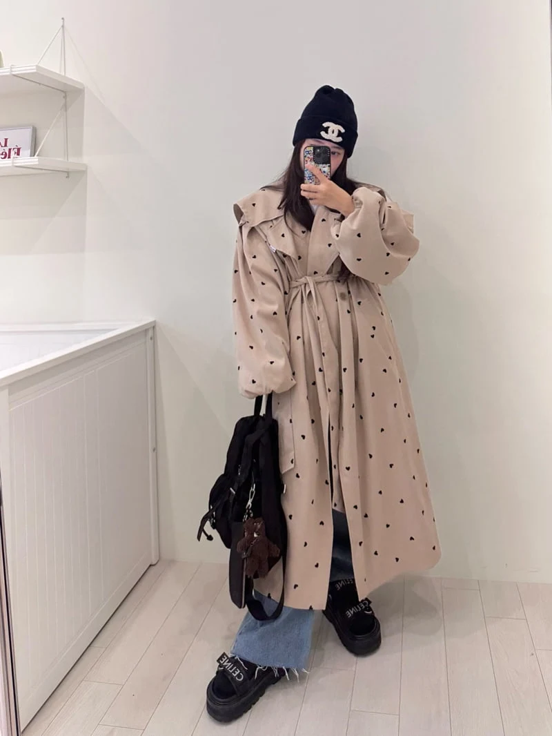 Something - Korean Women Fashion - #momslook - Heart Trench Coat - 7