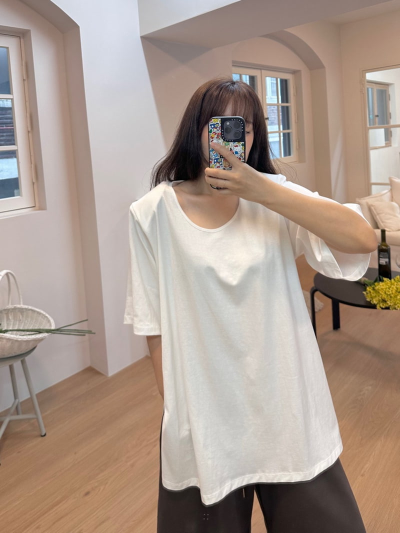 Something - Korean Women Fashion - #vintagekidsstyle - U Neck Tee - 6