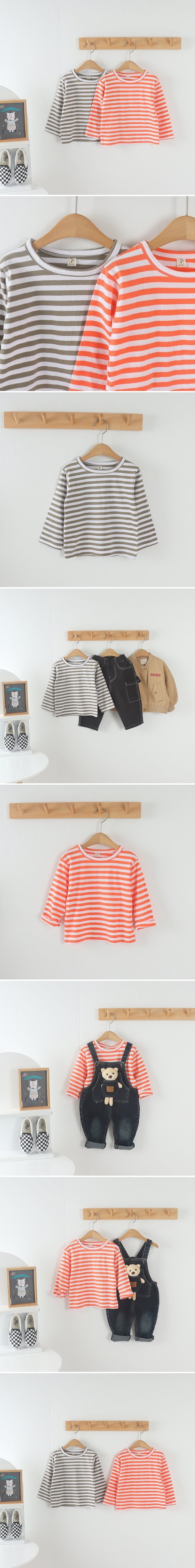 Tony - Korean Children Fashion - #littlefashionista - Thick Stripe Round Tee