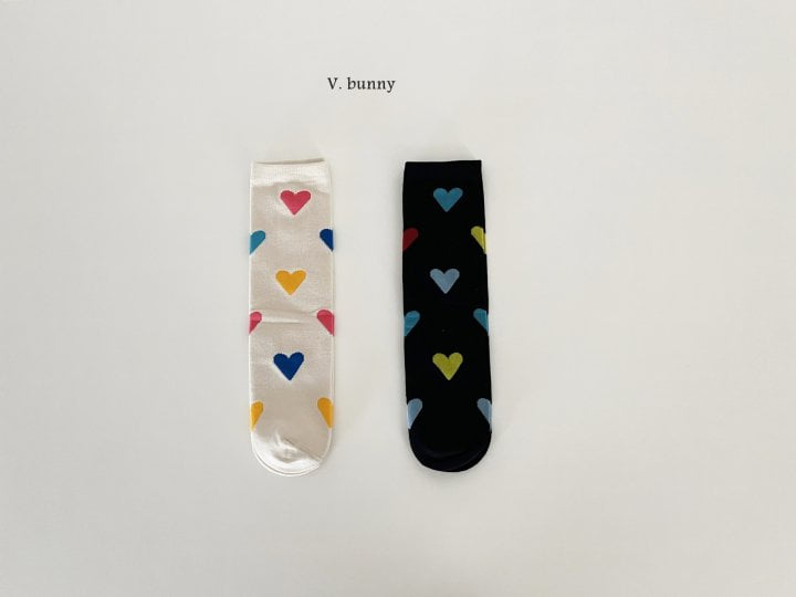 V Bunny - Korean Children Fashion - #kidsshorts - Rainbow Heart Socks