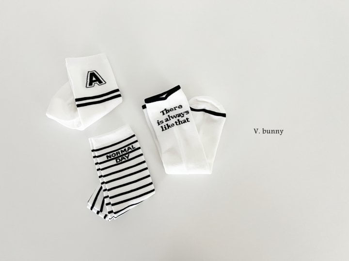 V Bunny - Korean Children Fashion - #kidsstore - Stripe A Socks - 3