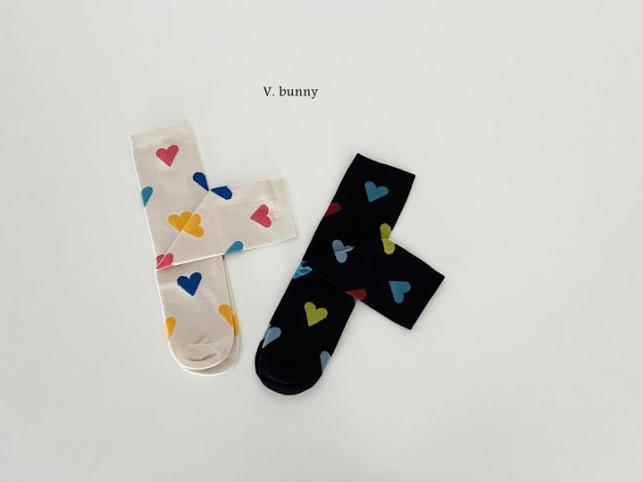 V Bunny - Korean Children Fashion - #kidsstore - Rainbow Heart Socks - 2