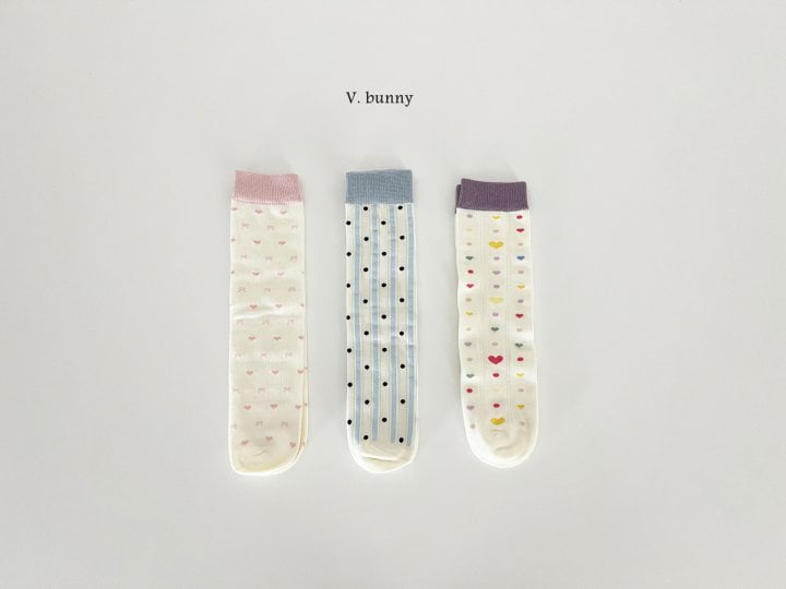 V Bunny - Korean Children Fashion - #kidzfashiontrend - Dot Heart Socks