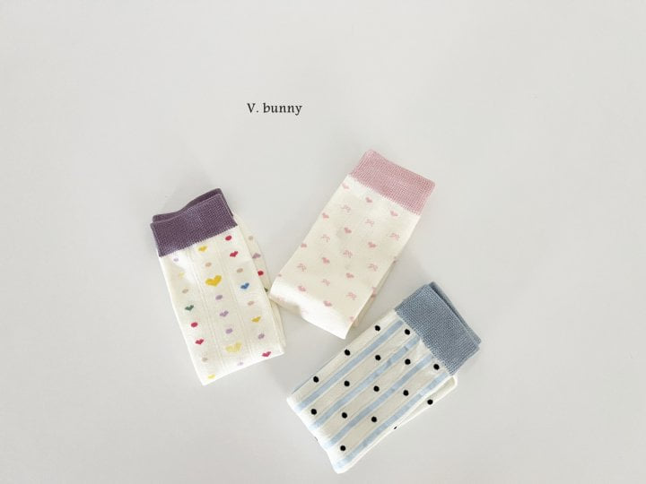 V Bunny - Korean Children Fashion - #littlefashionista - Dot Heart Socks - 3