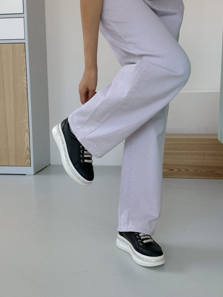 Vade - Korean Women Fashion - #momslook - Leather High Sneakers - 11