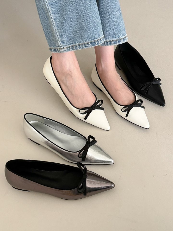 Vade - Korean Women Fashion - #womensfashion - Ribbon Stiletto Flat - 4