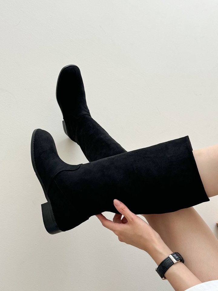 Vade - Korean Women Fashion - #momslook - Suede Round Long Boots - 7