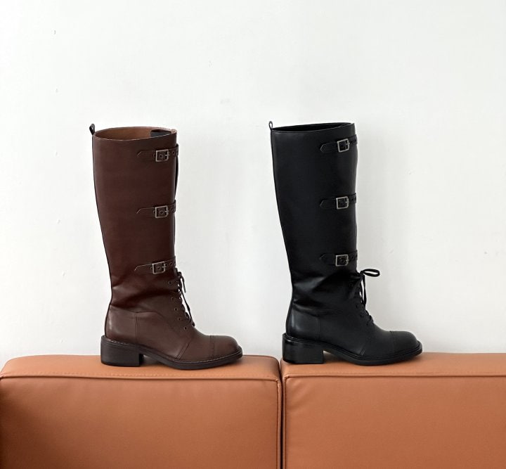 Vade - Korean Women Fashion - #momslook - Strap Half Long Middle Boots - 10