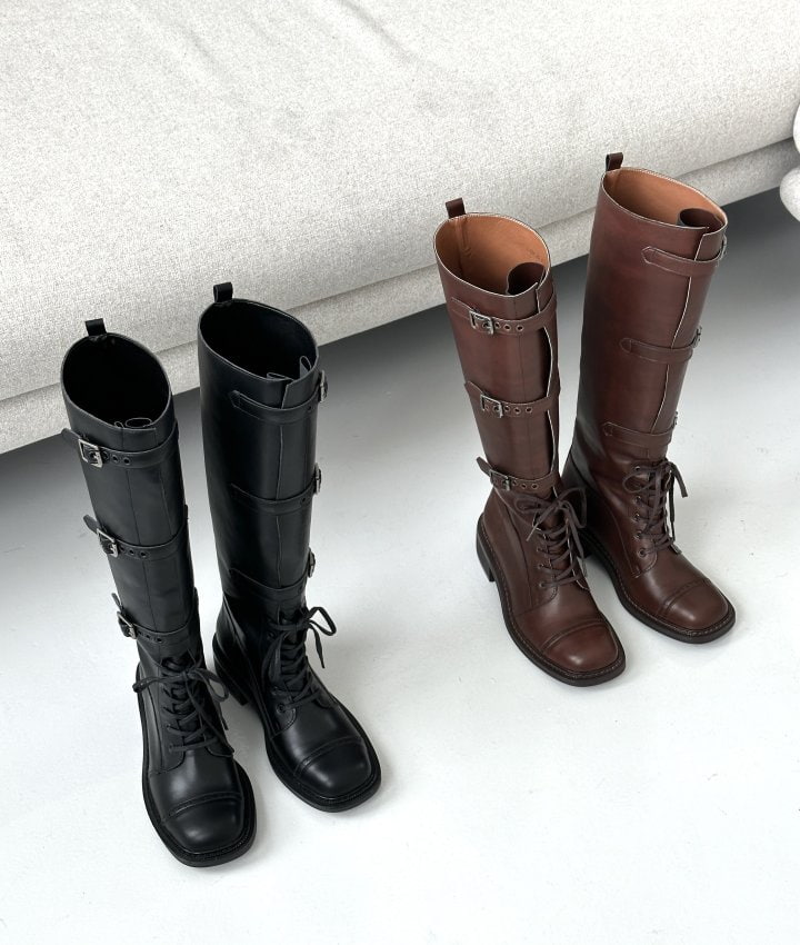 Vade - Korean Women Fashion - #momslook - Strap Half Long Middle Boots - 8