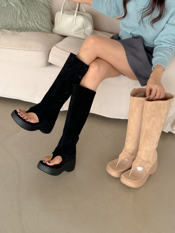 Vade - Korean Women Fashion - #thatsdarling - Open Toe Ankle Half Boots - 6