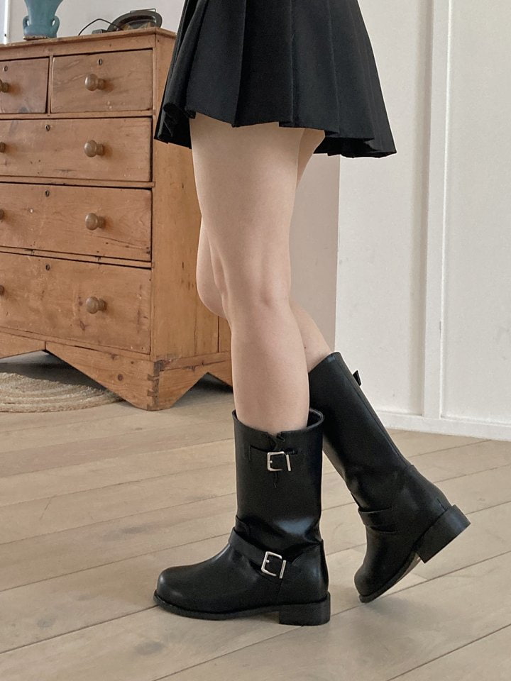 Vade - Korean Women Fashion - #womensfashion - Biker Two Straps Half Boots - 3