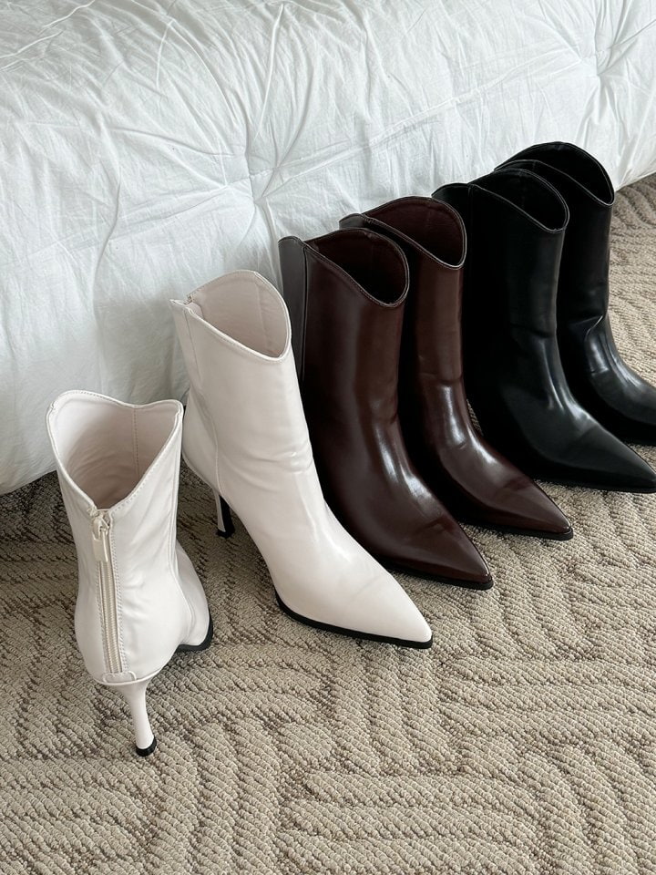 Vade - Korean Women Fashion - #womensfashion - Stiletto Hill Ankle Slim Boots - 2