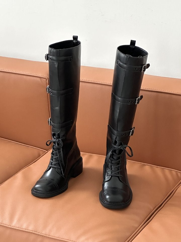 Vade - Korean Women Fashion - #womensfashion - Strap Half Long Middle Boots - 11