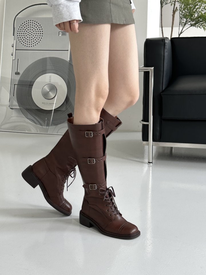 Vade - Korean Women Fashion - #womensfashion - Strap Half Long Middle Boots - 7