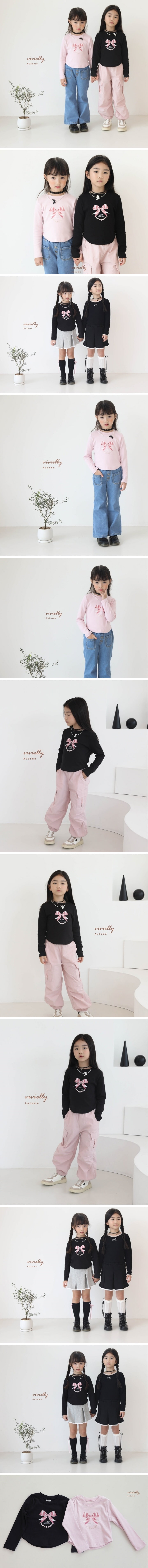 Vivielly - Korean Children Fashion - #childofig - Ribbon Pearl Tee