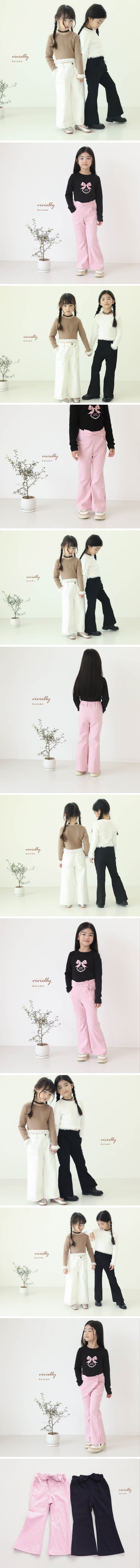 Vivielly - Korean Children Fashion - #kidzfashiontrend - Bona Ribbon Bootscut Pants